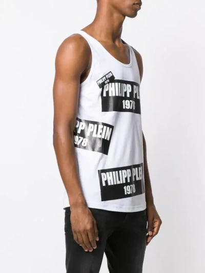 Shop Philipp Plein Logo Print Tank Top In White