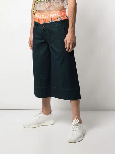 Shop Angus Chiang Cropped Jeans With Boxer Trim In Blue