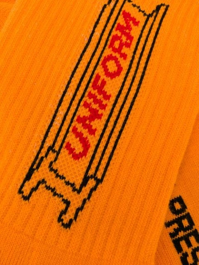 Shop Heron Preston Uniform Ribbed Socks In Orange