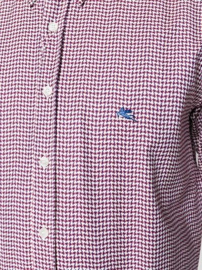 Shop Etro Houndstooth Print Button Down Shirt - White