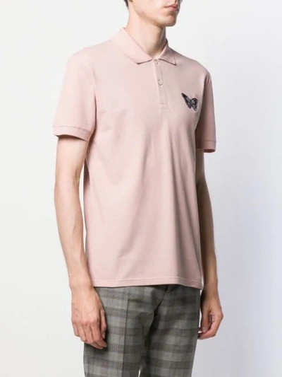 Shop Alexander Mcqueen Butterfly Motif Polo Shirt In Pink