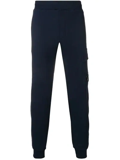 Shop C.p. Company Logo Patch Joggers In Blue
