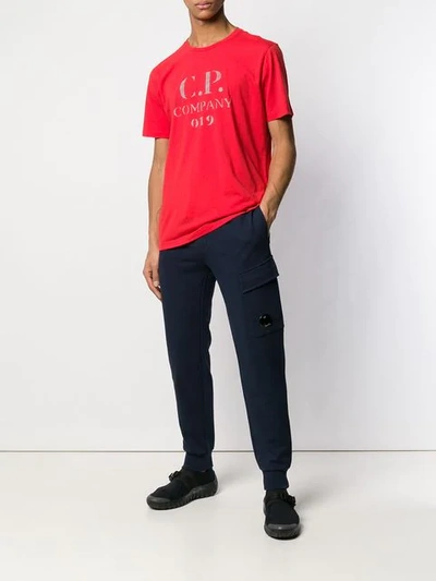 C.p. Company Logo Patch Joggers In Blue
