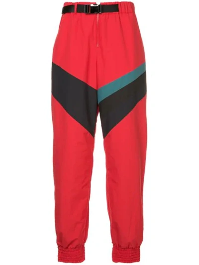 Shop Facetasm Contrast Stripe Track Pants In Red