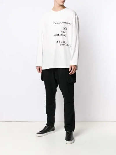 YOHJI YAMAMOTO SLOGAN PRINT LONG-SLEEVE TOP - 白色