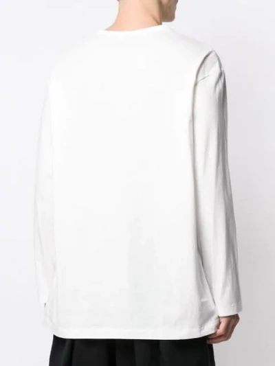 Shop Yohji Yamamoto Slogan Print Long In White