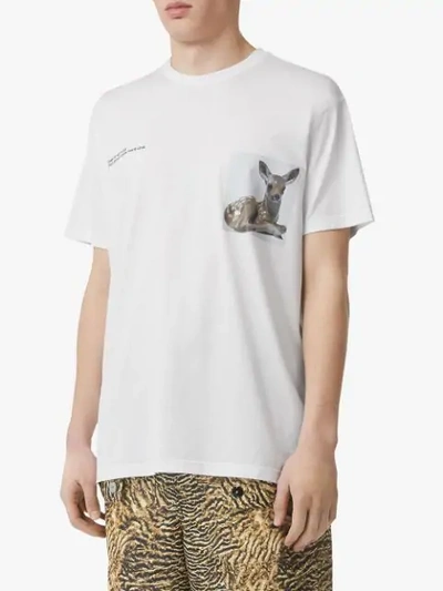 Shop Burberry Montage Print Cotton T-shirt In White