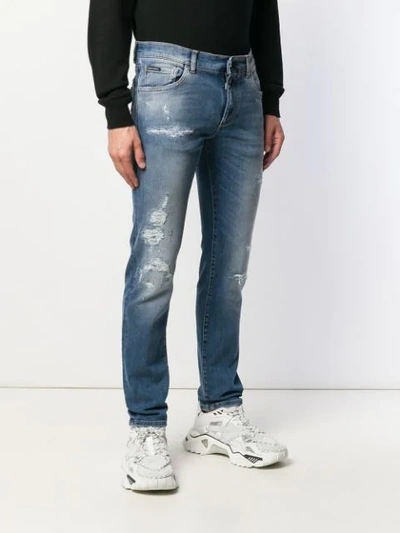 Shop Dolce & Gabbana Distressed Slim-fit Jeans In Blue