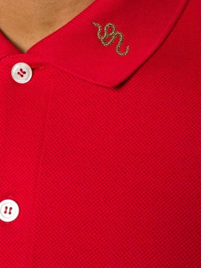 Shop Gucci Embroidered Collar Polo Shirt In 6706 Red
