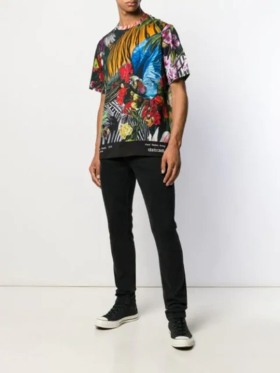 Shop Roberto Cavalli Paradise Found Printed T-shirt In Black