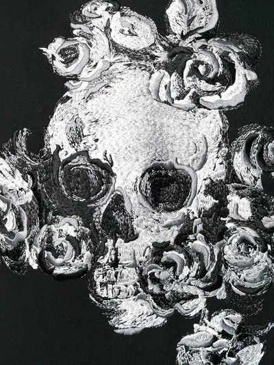 Shop Alexander Mcqueen Skull Floral Print Hooded Sweatshirt In Black