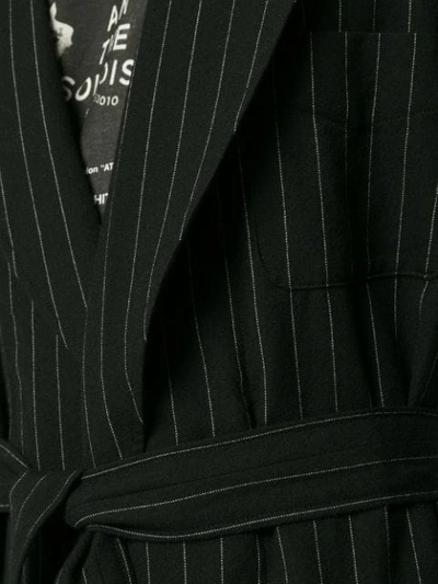 Shop Takahiromiyashita The Soloist Stripe Print Belted Coat In Black