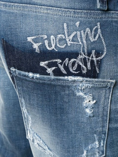 Shop Philipp Plein Distressed Straight-leg Jeans In Blue