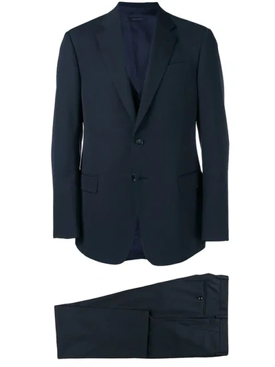 Shop Giorgio Armani Classic Vest Suit In Blue