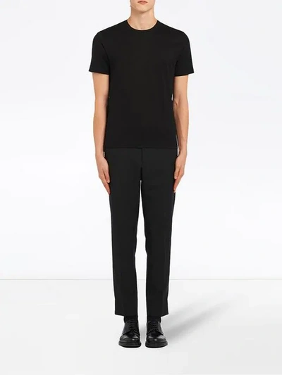 Prada Stretch Cotton T-shirt In Black