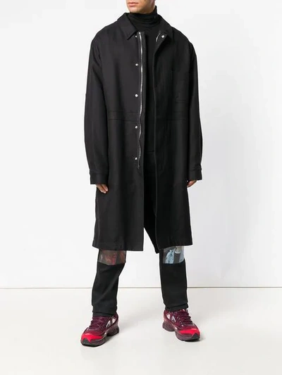 Shop Raf Simons Graphic Print Fitted Jeans In Black