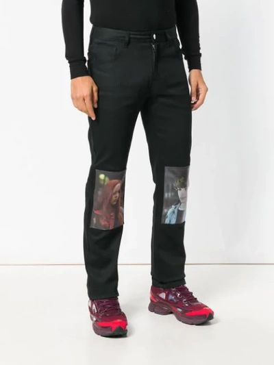 Shop Raf Simons Graphic Print Fitted Jeans In Black