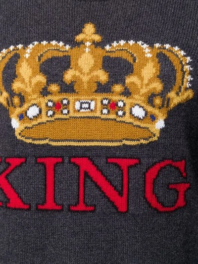 Shop Dolce & Gabbana Intarsia Crown Sweater In Grey