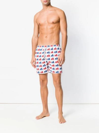Shop Capricode Faraglioni Print Swim Shorts In White