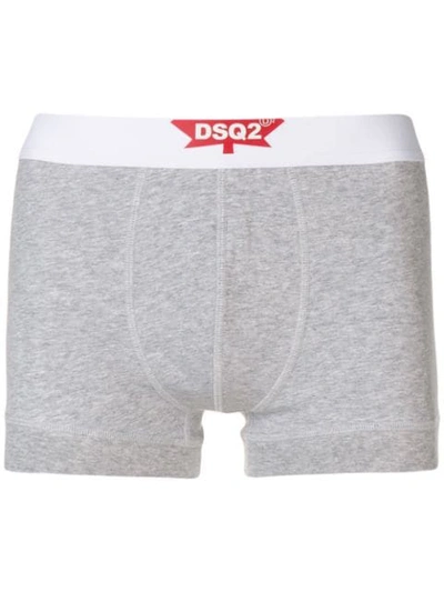 Shop Dsquared2 Contrasting Logo Print Boxers In Grey