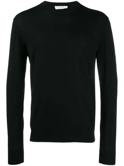 Shop Versace Slim-fit Wool Sweater In Black