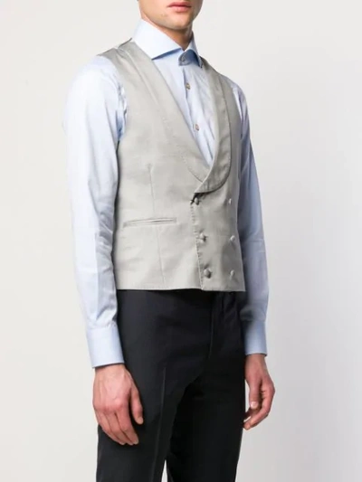 Shop Dell'oglio Double-breasted Waistcoat In Gray