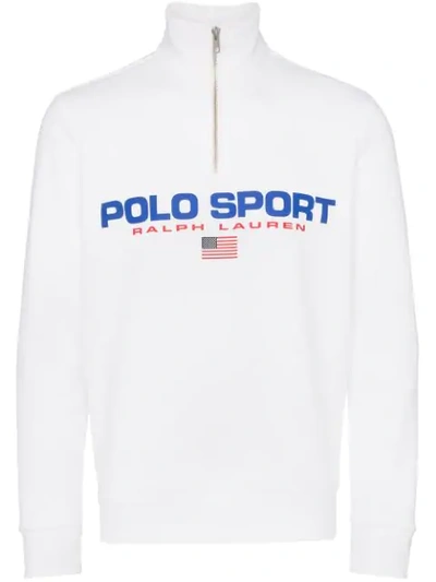 Shop Polo Ralph Lauren Neon Logo Fleece Sweatshirt In White