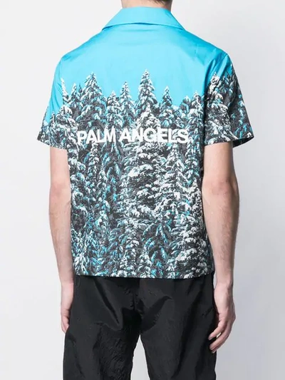 Shop Palm Angels T-shirt Mit Baum-print In Blue