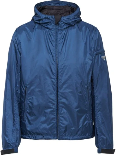 Shop Prada Lightweight Windbreaker Jacket In Blue