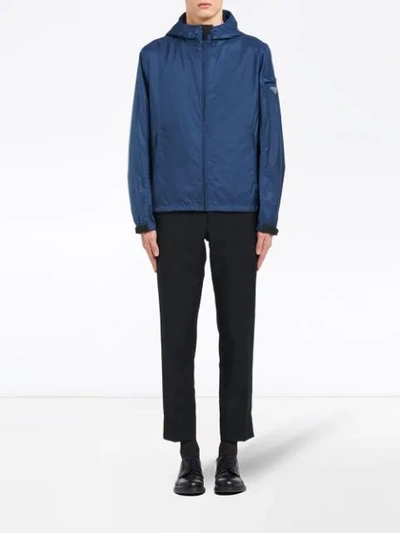 Shop Prada Lightweight Windbreaker Jacket In Blue