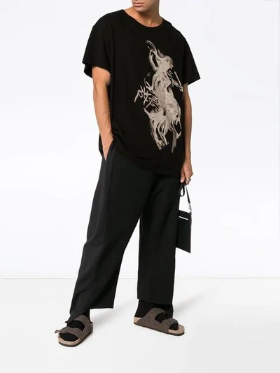 Shop Yohji Yamamoto Naked Woman Print Cotton T Shirt In Black