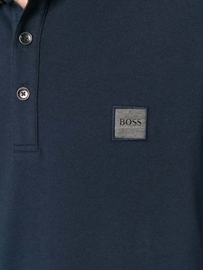 Shop Hugo Boss Embroidered Logo Polo Shirt In Blue