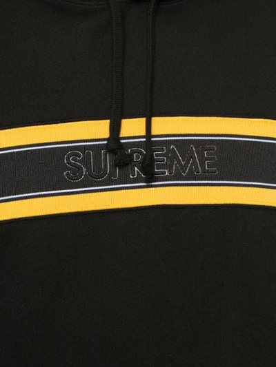 Supreme Supreme Black Stripe Logo Hoodie