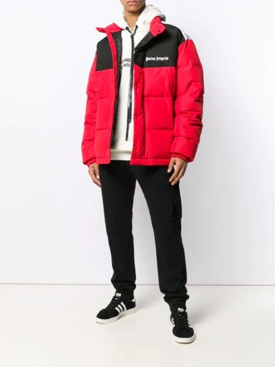 Shop Palm Angels Oversized Padded Coat In Red