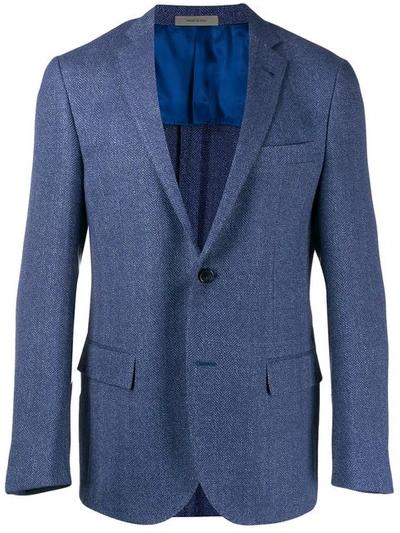 Shop Corneliani Two-buttons Blazer Jacket - Blue