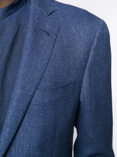 Shop Corneliani Two-buttons Blazer Jacket - Blue