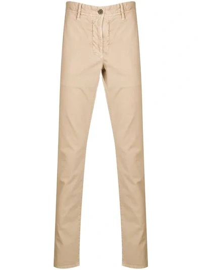 Shop Incotex Slim Chino Trousers In Neutrals
