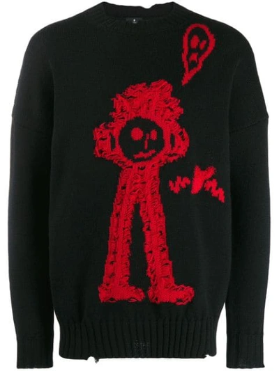 Shop Marcelo Burlon County Of Milan Doodle-stitch Knitted Jumper In Black