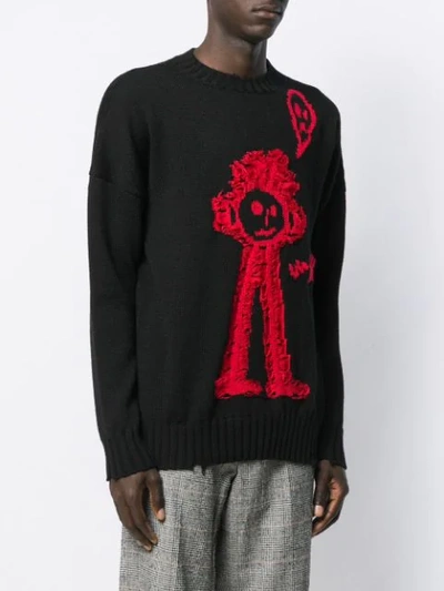 Shop Marcelo Burlon County Of Milan Doodle-stitch Knitted Jumper In Black