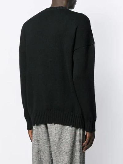 Shop Marcelo Burlon County Of Milan Doodle-stitch Knitted Jumper In Black