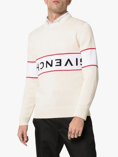 Shop Givenchy Upside Logo Band Cotton Jumper In 130 White