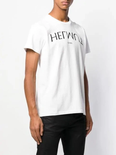 Shop Helmut Lang Upside Down Logo Print T-shirt In White