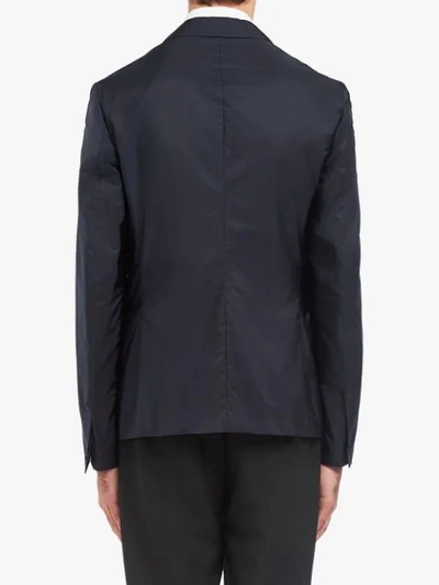 Shop Prada Single-breasted Nylon Jacket In Blue