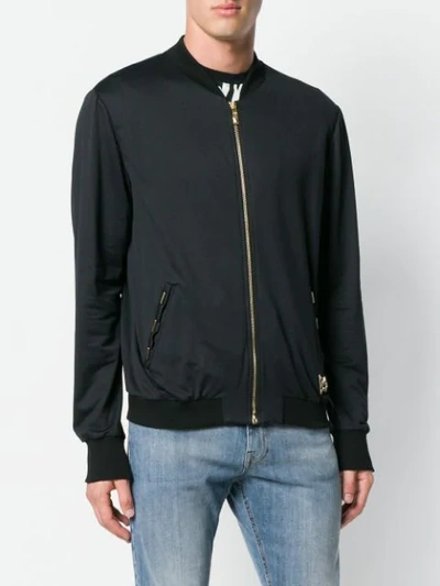 Shop Cavalli Class Zipped Bomber Jacket In Black