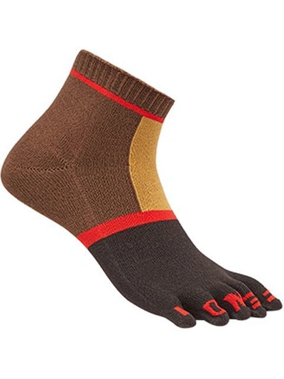 Shop Fendi Short Colour Block Socks In F0vc2-dark Brown/red