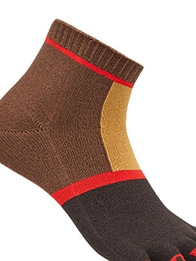 Shop Fendi Short Colour Block Socks In F0vc2-dark Brown/red