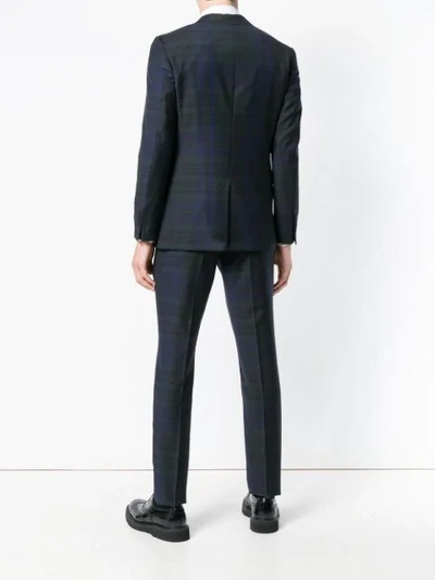 Shop Burberry Slim-fit Check Suit In Blue