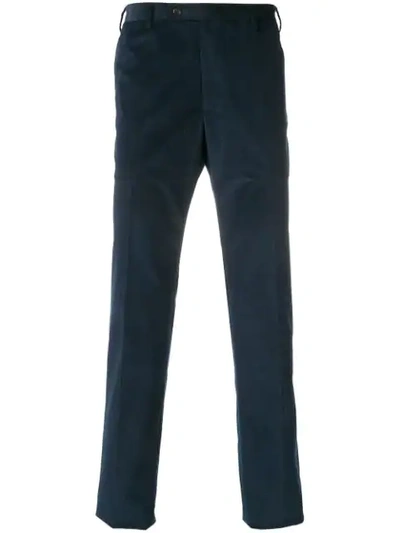 Shop Corneliani Corduroy Trousers In Blue