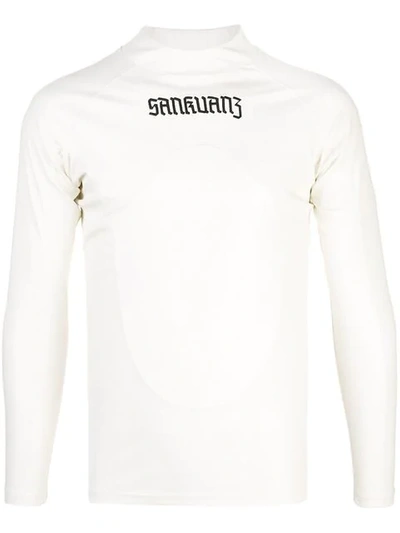 Shop Sankuanz Longsleeved Fitted T-shirt In White