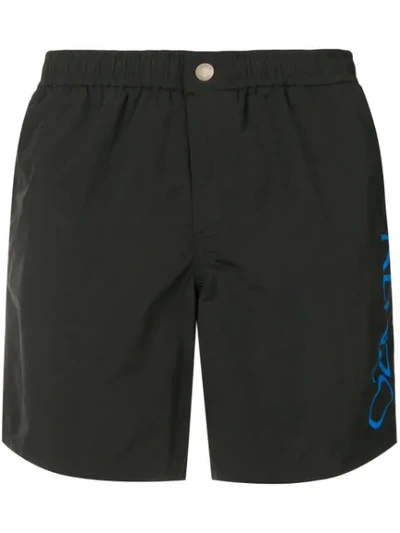 Shop Kenzo Logo Swim Shorts In Black